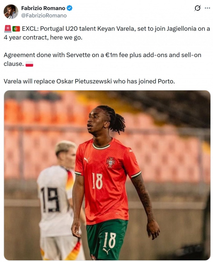 6686体育官网-HWG!罗马诺:19岁葡萄牙边锋瓦雷拉将加盟乔治罗尼亚